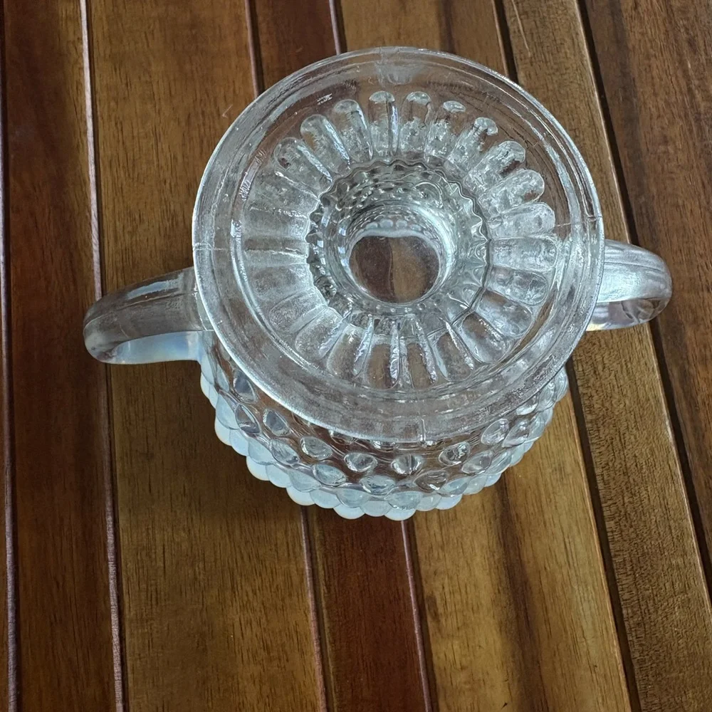 Vintage MCM 1940’s-50's Moonstone Opalescent Hobnail Open Sugar Bowl
